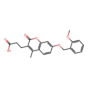 3-{7-[(2-methoxybenzyl)oxy]-4-methyl-2-oxo-2H-chromen-3-yl}propanoic acid structure