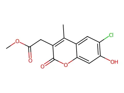 methyl (6-chloro-7-hydroxy-4-methyl-2-oxo-2H-chromen-3-yl)acetate structure