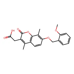 {7-[(2-methoxybenzyl)oxy]-4,8-dimethyl-2-oxo-2H-chromen-3-yl}acetic acid structure