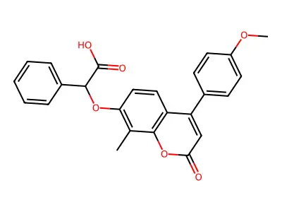 2-[4-(4-Methoxyphenyl)-8-methyl-2-oxochromen-7-yl]oxy-2-phenylacetic acid structure