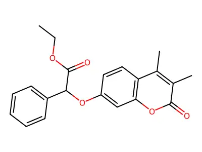 Ethyl 2-(3,4-dimethyl-2-oxochromen-7-yl)oxy-2-phenylacetate structure