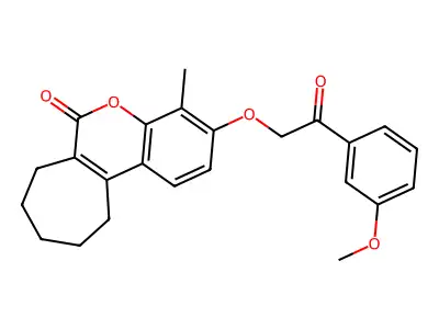 3-[2-(3-methoxyphenyl)-2-oxoethoxy]-4-methyl-8,9,10,11-tetrahydrocyclohepta[c]chromen-6(7H)-one structure