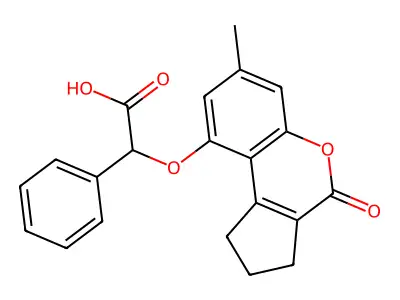 [(7-methyl-4-oxo-1,2,3,4-tetrahydrocyclopenta[c]chromen-9-yl)oxy](phenyl)acetic acid structure