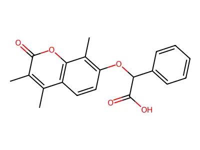 phenyl[(3,4,8-trimethyl-2-oxo-2H-chromen-7-yl)oxy]acetic acid structure