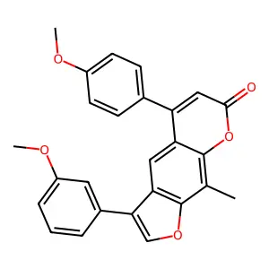 3-(3-methoxyphenyl)-5-(4-methoxyphenyl)-9-methyl-7H-furo[3,2-g]chromen-7-one structure