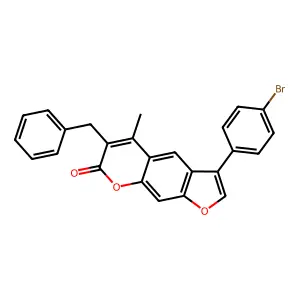 6-benzyl-3-(4-bromophenyl)-5-methyl-7H-furo[3,2-g]chromen-7-one structure