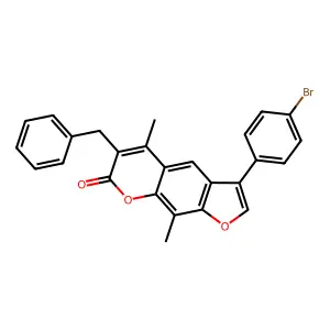 6-benzyl-3-(4-bromophenyl)-5,9-dimethyl-7H-furo[3,2-g]chromen-7-one structure