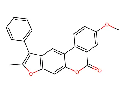 3-methoxy-9-methyl-10-phenyl-5H-benzo[c]furo[3,2-g]chromen-5-one structure