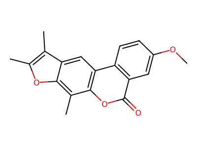 3-methoxy-7,9,10-trimethyl-5H-benzo[c]furo[3,2-g]chromen-5-one structure