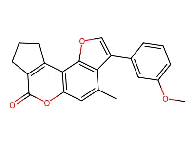 3-(3-methoxyphenyl)-4-methyl-9,10-dihydrocyclopenta[c]furo[2,3-f]chromen-7(8H)-one structure