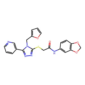 N-(1,3-benzodioxol-5-yl)-2-{[4-(furan-2-ylmethyl)-5-(pyridin-3-yl)-4H-1,2,4-triazol-3-yl]sulfanyl}acetamide structure