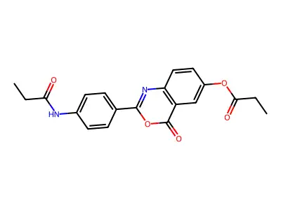 4-oxo-2-[4-(propionylamino)phenyl]-4H-3,1-benzoxazin-6-yl propionate structure