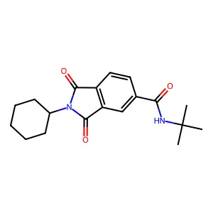 N-tert-butyl-2-cyclohexyl-1,3-dioxoisoindole-5-carboxamide structure