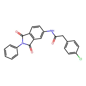 2-(4-chlorophenyl)-N-(1,3-dioxo-2-phenylisoindol-5-yl)acetamide structure