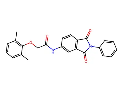 2-(2,6-dimethylphenoxy)-N-(1,3-dioxo-2-phenylisoindol-5-yl)acetamide structure