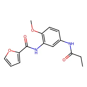 N-[2-methoxy-5-(propanoylamino)phenyl]furan-2-carboxamide structure