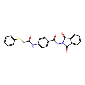 N-(1,3-dioxoisoindol-2-yl)-4-[(2-phenylsulfanylacetyl)amino]benzamide structure