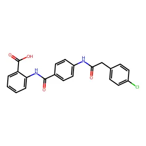 2-{[(4-{[(4-Chlorophenyl)acetyl]amino}phenyl)carbonyl]amino}benzoic acid structure