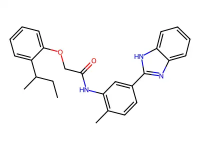 N-[5-(1H-benzimidazol-2-yl)-2-methylphenyl]-2-(2-butan-2-ylphenoxy)acetamide structure
