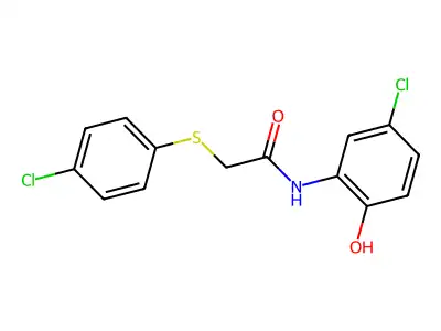 N-(5-chloro-2-hydroxyphenyl)-2-(4-chlorophenyl)sulfanylacetamide structure