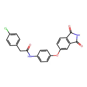 2-(4-chlorophenyl)-N-[4-(1,3-dioxoisoindol-5-yl)oxyphenyl]acetamide structure