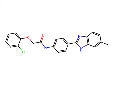 2-(2-chlorophenoxy)-N-[4-(5-methyl-1H-benzimidazol-2-yl)phenyl]acetamide structure