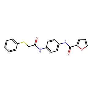 N-[4-[(2-phenylsulfanylacetyl)amino]phenyl]furan-2-carboxamide structure