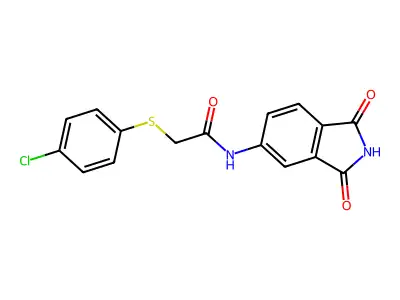 2-(4-chlorophenyl)sulfanyl-N-(1,3-dioxoisoindol-5-yl)acetamide structure
