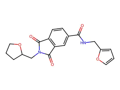 N-(furan-2-ylmethyl)-1,3-dioxo-2-(oxolan-2-ylmethyl)isoindole-5-carboxamide structure