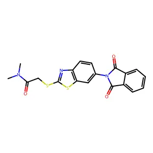 2-[[6-(1,3-dioxoisoindol-2-yl)-1,3-benzothiazol-2-yl]sulfanyl]-N,N-dimethylacetamide structure