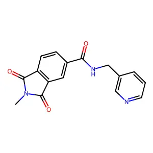 2-methyl-1,3-dioxo-N-(pyridin-3-ylmethyl)isoindole-5-carboxamide structure