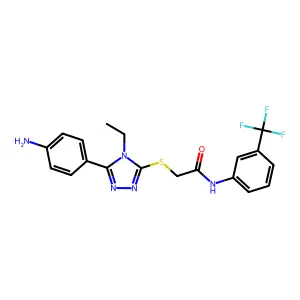 2-{[5-(4-aminophenyl)-4-ethyl-4H-1,2,4-triazol-3-yl]sulfanyl}-N-[3-(trifluoromethyl)phenyl]acetamide structure