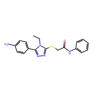 2-{[5-(4-aminophenyl)-4-ethyl-4H-1,2,4-triazol-3-yl]sulfanyl}-N-phenylacetamide structure