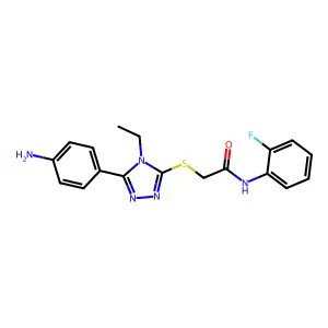 2-{[5-(4-aminophenyl)-4-ethyl-4H-1,2,4-triazol-3-yl]sulfanyl}-N-(2-fluorophenyl)acetamide structure