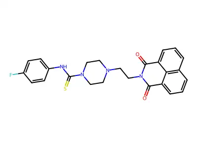 4-(2-(1,3-dioxo-1H-benzo[de]isoquinolin-2(3H)-yl)ethyl)-N-(4-fluorophenyl)piperazine-1-carbothioamide structure