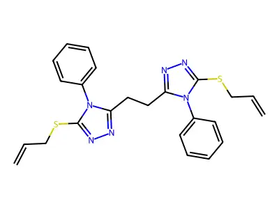 1,2-bis(5-(allylthio)-4-phenyl-4H-1,2,4-triazol-3-yl)ethane structure