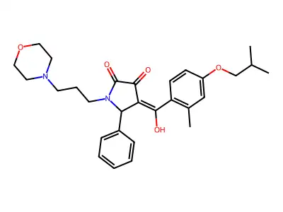 3-hydroxy-4-[2-methyl-4-(2-methylpropoxy)benzoyl]-1-[3-(morpholin-4-yl)propyl]-5-phenyl-2,5-dihydro-1H-pyrrol-2-one structure