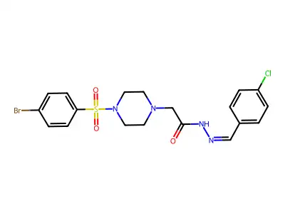 2-{4-[(4-bromophenyl)sulfonyl]-1-piperazinyl}-N'-[(E)-(4-chlorophenyl)methylidene]acetohydrazide structure