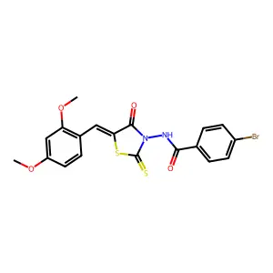 4-bromo-N-[(5Z)-5-(2,4-dimethoxybenzylidene)-4-oxo-2-thioxo-1,3-thiazolidin-3-yl]benzamide structure