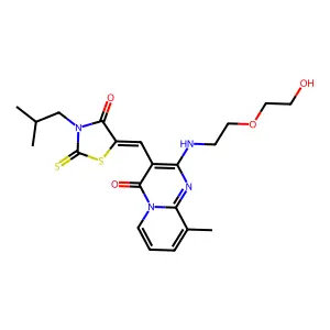 2-{[2-(2-hydroxyethoxy)ethyl]amino}-9-methyl-3-{(Z)-[3-(2-methylpropyl)-4-oxo-2-thioxo-1,3-thiazolidin-5-ylidene]methyl}-4H-pyrido[1,2-a]pyrimidin-4-one structure