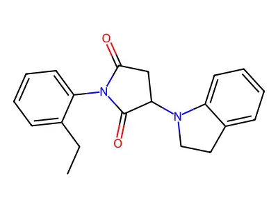 3-(2,3-dihydro-1H-indol-1-yl)-1-(2-ethylphenyl)pyrrolidine-2,5-dione structure