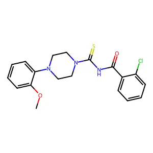 2-chloro-N-[4-(2-methoxyphenyl)piperazine-1-carbothioyl]benzamide structure