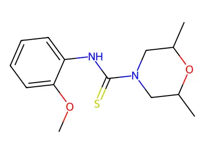 N-(2-methoxyphenyl)-2,6-dimethylmorpholine-4-carbothioamide structure