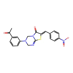 (7Z)-3-(3-acetylphenyl)-7-[(4-nitrophenyl)methylidene]-2,4-dihydro-[1,3]thiazolo[3,2-a][1,3,5]triazin-6-one structure