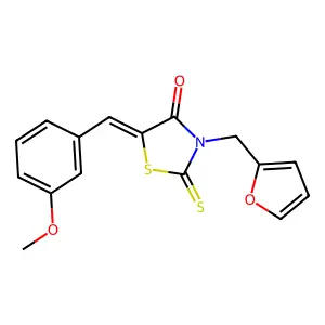 (5Z)-3-(furan-2-ylmethyl)-5-(3-methoxybenzylidene)-2-thioxo-1,3-thiazolidin-4-one structure