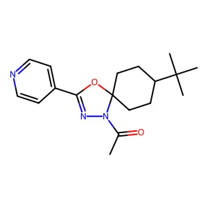 1-[8-Tert-butyl-3-(pyridin-4-yl)-4-oxa-1,2-diazaspiro[4.5]dec-2-en-1-yl]ethanone structure