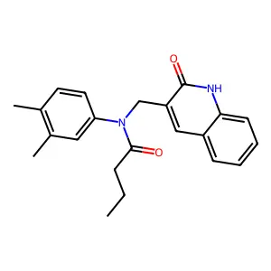 N-(3,4-dimethylphenyl)-N-[(2-oxo-1H-quinolin-3-yl)methyl]butanamide structure