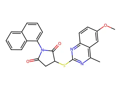 3-[(6-methoxy-4-methylquinazolin-2-yl)sulfanyl]-1-(naphthalen-1-yl)pyrrolidine-2,5-dione structure