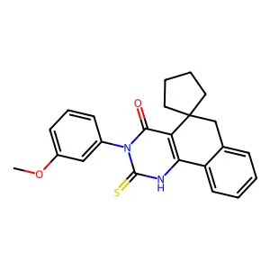 3-(3-methoxyphenyl)-2-sulfanylidenespiro[1,6-dihydrobenzo[h]quinazoline-5,1'-cyclopentane]-4-one structure