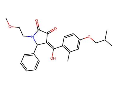 3-hydroxy-1-(2-methoxyethyl)-4-[2-methyl-4-(2-methylpropoxy)benzoyl]-5-phenyl-2,5-dihydro-1H-pyrrol-2-one structure